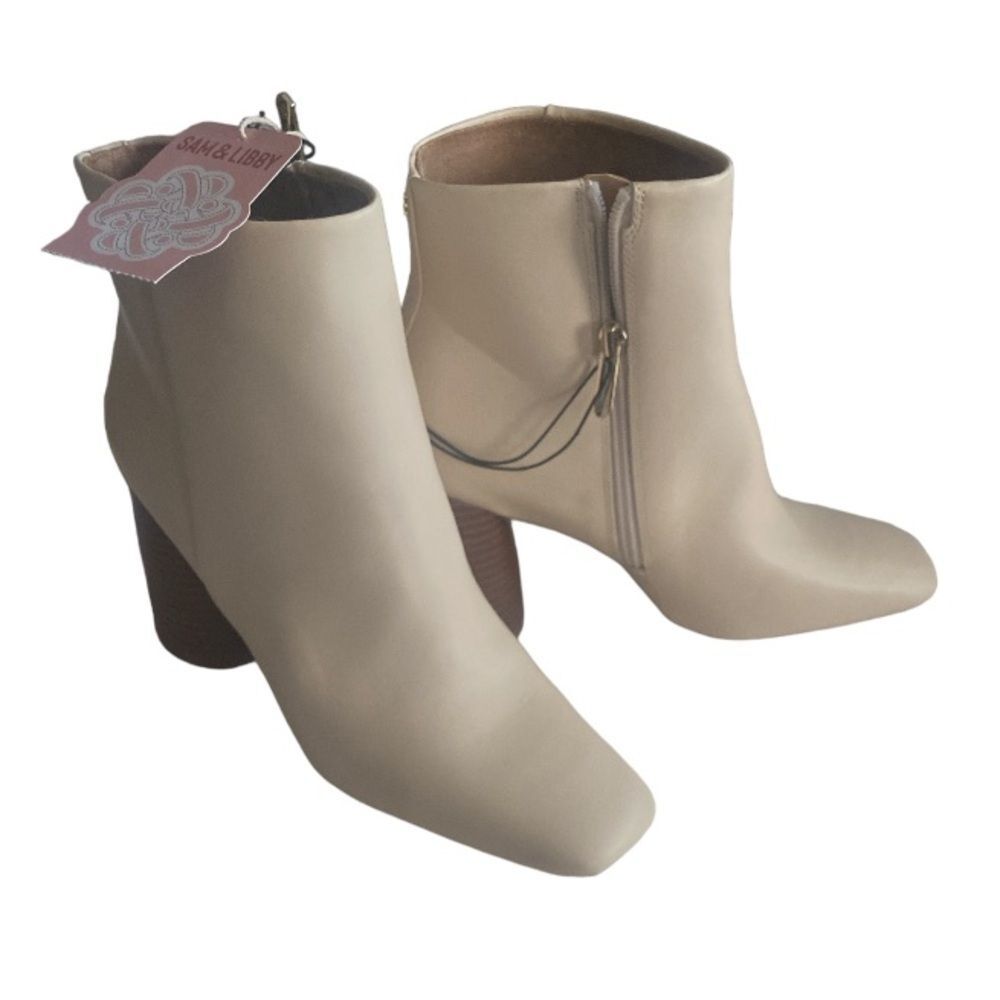 SAM & LIBBY Carlson cream cognac ankle heel //  Wms 11